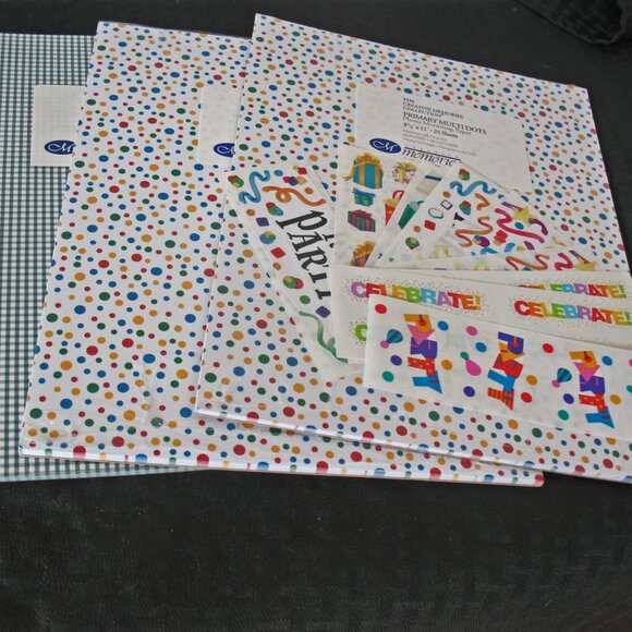 Lot Paper Packs, celebration, gingham Paper&Stickers - Picture 1 of 6